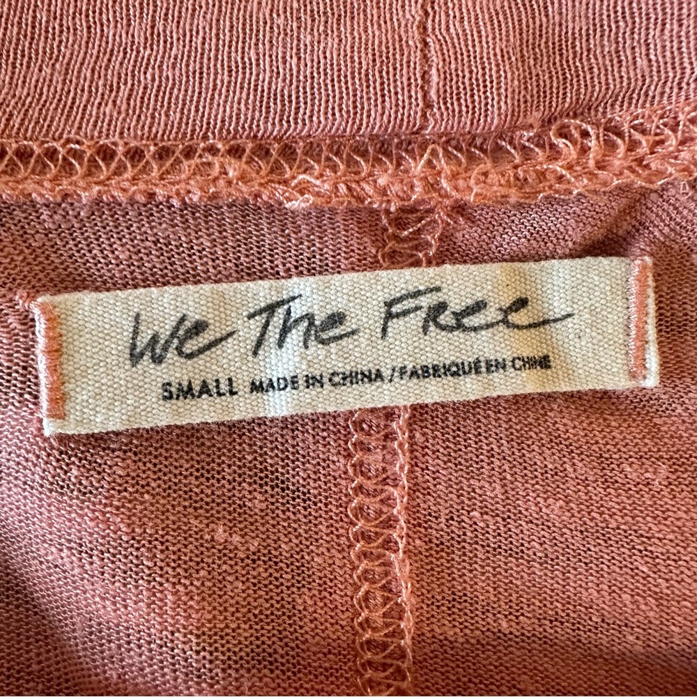 Free People Linen Blend Coral Asymmetrical Long Sleeve Tunic Top - Picture 7 of 7